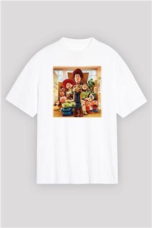 Toy Story Beyaz Unisex Oversize Tişört T-Shirt