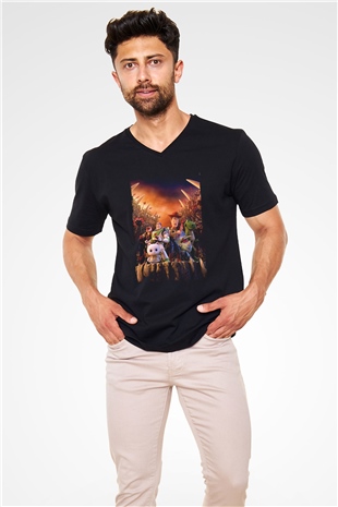 Toy Story Siyah Unisex V Yaka Tişört