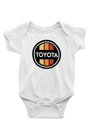 Toyota Baskılı Beyaz Unisex Bebek Body - Zıbın