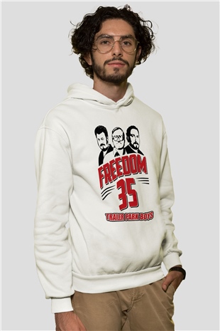 Trailer Park Boys Beyaz Unisex Kapşonlu Sweatshirt