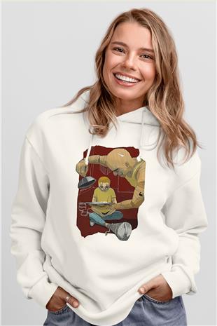 Trainspotting Baskılı Beyaz Unisex Hoodie