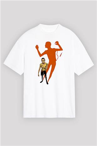 Trainspotting Baskılı Beyaz Unisex Oversize Tişört - Tshirt