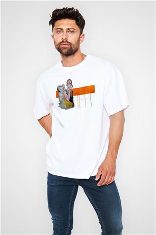 Trainspotting Baskılı Beyaz Unisex Oversize Tişört - Tshirt