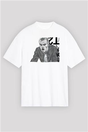 Trainspotting Baskılı Beyaz Unisex Oversize Tişört - Tshirt