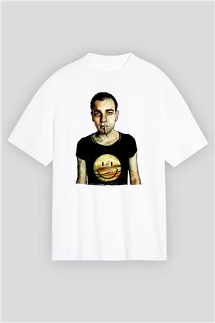 Trainspotting Baskılı Beyaz Unisex Oversize Tişört - Tshirt