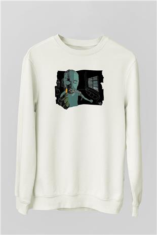Trainspotting Baskılı Beyaz Unisex Sweatshirt