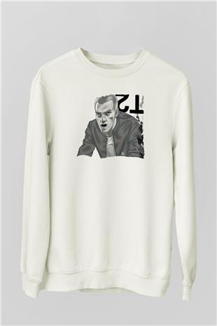 Trainspotting Baskılı Beyaz Unisex Sweatshirt