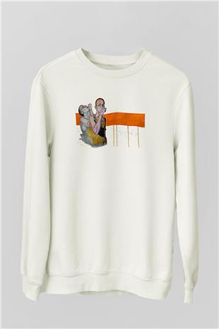 Trainspotting Baskılı Beyaz Unisex Sweatshirt