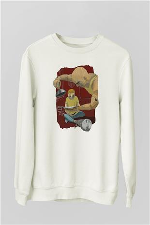 Trainspotting Baskılı Beyaz Unisex Sweatshirt