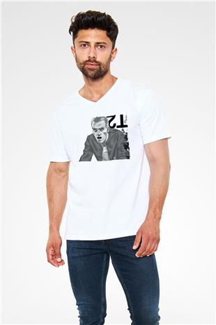 Trainspotting Baskılı Beyaz Unisex V Yaka Tişört - Tshirt