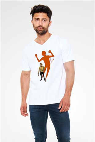 Trainspotting Baskılı Beyaz Unisex V Yaka Tişört - Tshirt