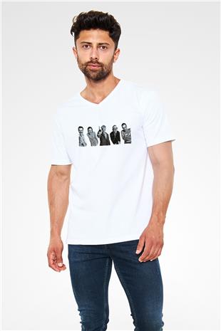 Trainspotting Baskılı Beyaz Unisex V Yaka Tişört - Tshirt