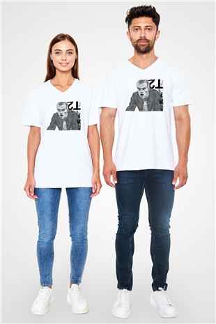Trainspotting Baskılı Beyaz Unisex V Yaka Tişört - Tshirt