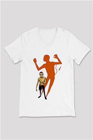 Trainspotting Baskılı Beyaz Unisex V Yaka Tişört - Tshirt