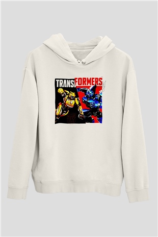Transformers Beyaz Unisex Hoodie