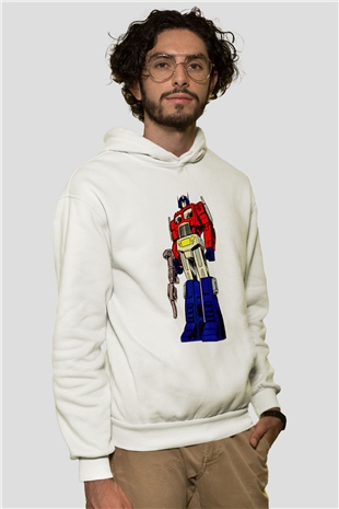 Transformers Beyaz Unisex Hoodie