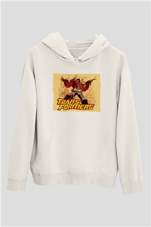 Transformers Beyaz Unisex Hoodie