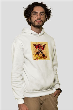 Transformers Beyaz Unisex Hoodie