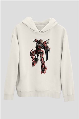 Transformers Beyaz Unisex Kapşonlu Sweatshirt