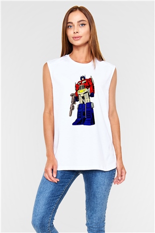 Transformers Beyaz Unisex  Kolsuz Tişört