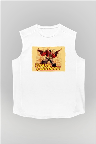 Transformers Beyaz Unisex  Kolsuz Tişört