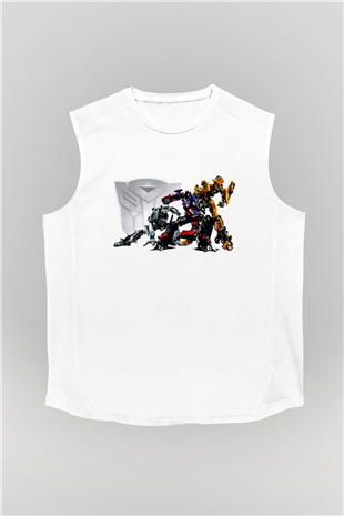 Transformers Beyaz Unisex  Kolsuz Tişört