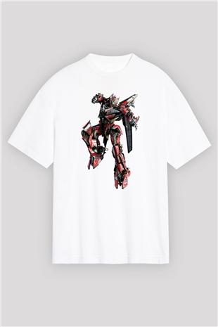 Transformers Beyaz Unisex Oversize Tişört