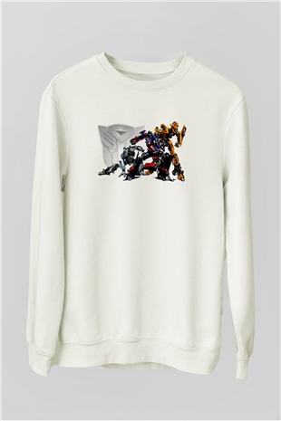 Transformers Beyaz Unisex  Sweatshirt
