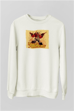 Transformers Beyaz Unisex  Sweatshirt