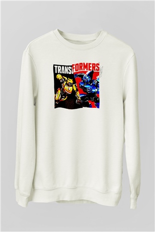 Transformers Beyaz Unisex  Sweatshirt