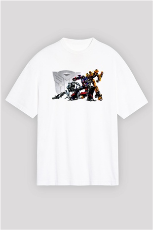 Transformers Beyaz Oversize Tişört