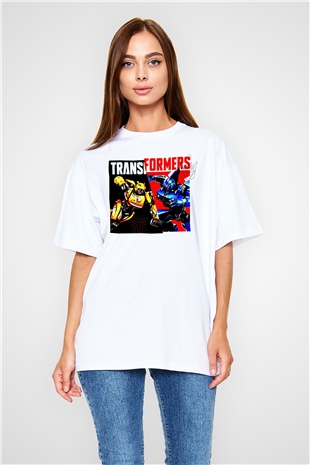 Transformers Beyaz Oversize Tişört