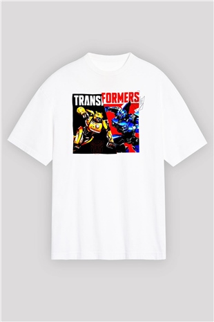 Transformers Beyaz Oversize Tişört