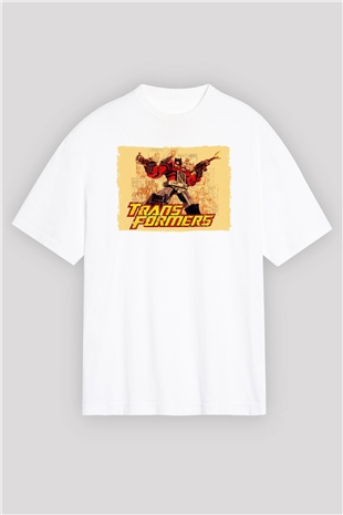 Transformers Beyaz Oversize Tişört