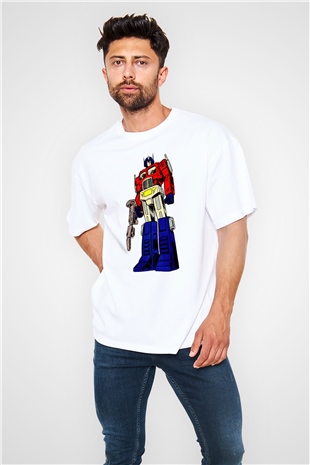 Transformers Beyaz Oversize Tişört