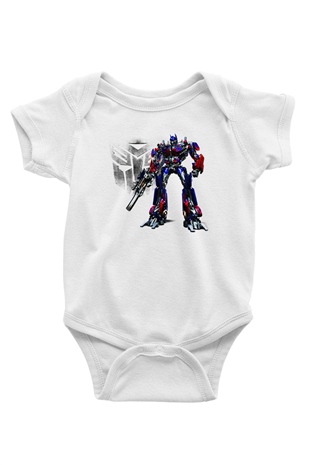 Transformers Tv Baskılı Beyaz Unisex Bebek Body - Zıbın