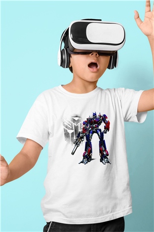 Transformers Tv Baskılı Beyaz Unisex Çocuk Tişört