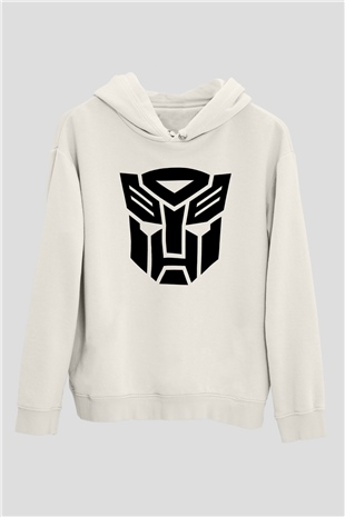 Transformers Tv Beyaz Unisex Kapşonlu Sweatshirt