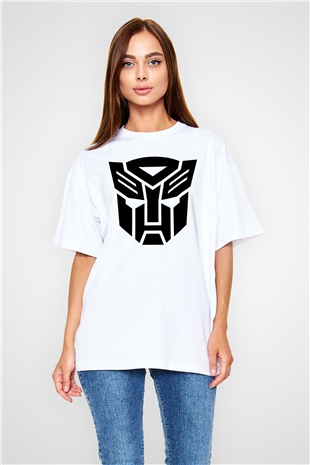 Transformers Tv Beyaz Unisex Oversize Tişört T-Shirt