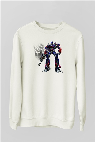 Transformers Tv Beyaz Unisex Sweatshirt