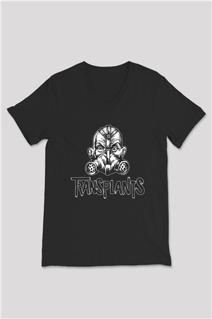 Transplants Siyah Unisex V Yaka Tişört T-Shirt