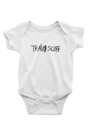 Travis Scott Baskılı Beyaz Unisex Bebek Body - Zıbın
