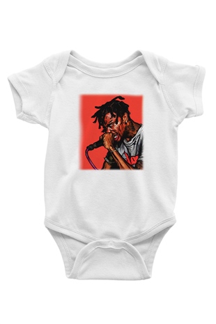 Travis Scott Baskılı Beyaz Unisex Bebek Body - Zıbın