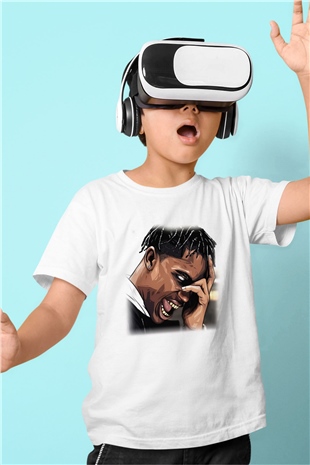 Travis Scott Baskılı Beyaz Unisex Çocuk Tişört