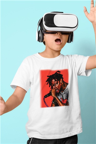 Travis Scott Baskılı Beyaz Unisex Çocuk Tişört