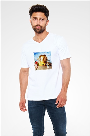 Travis Scott Baskılı Beyaz V Yaka Unisex Tişört