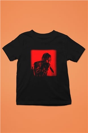 Travis Scott Baskılı Siyah Unisex Çocuk Tişört