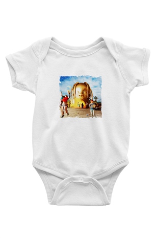 Travis Scott Baskılı Unisex Beyaz Bebek Body - Zıbın