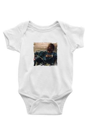 Travis Scott Baskılı Unisex Beyaz Bebek Body - Zıbın
