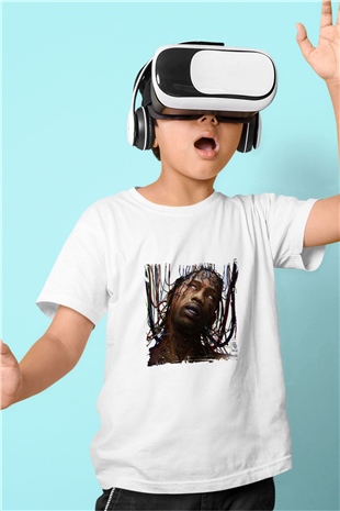 Travis Scott Baskılı Unisex Beyaz Çocuk Tişört